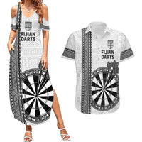 Personalised Fiji Darts Couples Matching Summer Maxi Dress and Hawaiian Shirt Fijian Tapa Pattern - White LT14 White - Polynesian Pride
