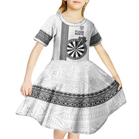 Personalised Fiji Darts Kid Short Sleeve Dress Fijian Tapa Pattern - White