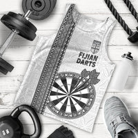 Personalised Fiji Darts Men Tank Top Fijian Tapa Pattern - White