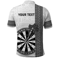 Personalised Fiji Darts Polo Shirt Fijian Tapa Pattern - White