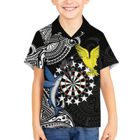 Personalised Cook Islands Darts Family Matching Long Sleeve Bodycon Dress and Hawaiian Shirt Kuki Airani Tribal Pattern LT14 Son's Shirt Black - Polynesian Pride