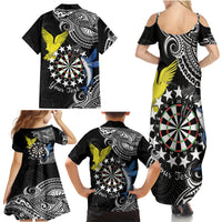 Personalised Cook Islands Darts Family Matching Summer Maxi Dress and Hawaiian Shirt Kuki Airani Tribal Pattern