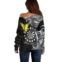 Personalised Cook Islands Darts Off Shoulder Sweater Kuki Airani Tribal Pattern