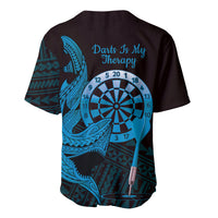 Aloha Hawaii Darts Baseball Jersey Dart Board With Polynesian Shark - Blue