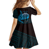 Aloha Hawaii Darts Family Matching Short Sleeve Bodycon Dress and Hawaiian Shirt Dart Board With Polynesian Shark - Blue LT14 - Polynesian Pride