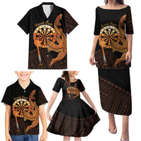 Aloha Hawaii Darts Family Matching Puletasi and Hawaiian Shirt Dart Board With Polynesian Shark - Gold LT14 - Polynesian Pride