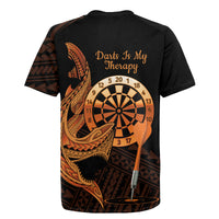 Aloha Hawaii Darts Rugby Jersey Dart Board With Polynesian Shark - Gold