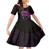 Aloha Hawaii Darts Family Matching Puletasi and Hawaiian Shirt Dart Board With Polynesian Shark - Purple LT14 Daughter's Dress Purple - Polynesian Pride