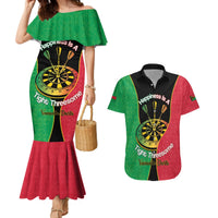 Personalised Vanuatu Darts Couples Matching Mermaid Dress and Hawaiian Shirt Happiness Is A Tight Threesome Sand Drawing Art LT14 Red - Polynesian Pride