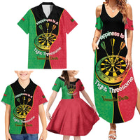 Personalised Vanuatu Darts Family Matching Summer Maxi Dress and Hawaiian Shirt Happiness Is A Tight Threesome Sand Drawing Art LT14 - Polynesian Pride
