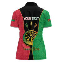Personalised Vanuatu Darts Women Polo Shirt Happiness Is A Tight Threesome Sand Drawing Art