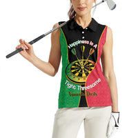 Personalised Vanuatu Darts Women Sleeveless Polo Shirt Happiness Is A Tight Threesome Sand Drawing Art