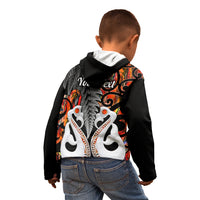 Personalised New Zealand Kid Hoodie Te Manaia Mangopare Maori And Fern Orange Style LT14 - Polynesian Pride