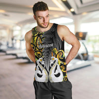 Personalised New Zealand Men Tank Top Te Manaia Mangopare Maori And Fern Gold Style LT14 - Polynesian Pride