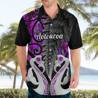 Personalised New Zealand Hawaiian Shirt Te Manaia Mangopare Maori And Fern Purple Style LT14 - Polynesian Pride