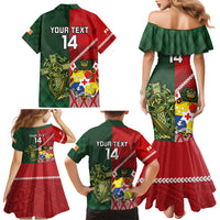 Custom Tonga And Ireland Rugby Family Matching Mermaid Dress and Hawaiian Shirt Ikale Tahi With Shamrocks LT14 - Polynesian Pride