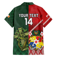 Custom Tonga And Ireland Rugby Hawaiian Shirt Ikale Tahi With Shamrocks LT14 - Polynesian Pride