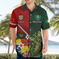 Custom Tonga And Ireland Rugby Hawaiian Shirt Ikale Tahi With Shamrocks LT14 - Polynesian Pride