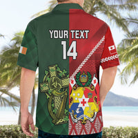 Custom Tonga And Ireland Rugby Hawaiian Shirt Ikale Tahi With Shamrocks LT14 - Polynesian Pride