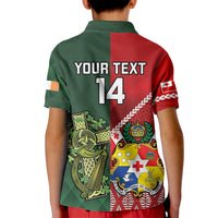 Custom Samoa And Ireland Rugby Kid Polo Shirt Ikale Tahi With Shamrocks