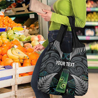 Personalised New Zealand Toki Grocery Bag Silver Fern Mix Aotearoa Maori Pattern