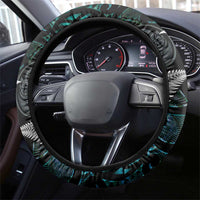 New Zealand Toki Steering Wheel Cover Silver Fern Mix Aotearoa Maori Pattern