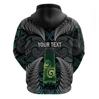 Personalised New Zealand Toki Zip Hoodie Silver Fern Mix Aotearoa Maori Pattern LT14 - Polynesian Pride
