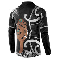 New Zealand Maripi Button Sweatshirt Silver Fern Mix Aotearoa Maori Pattern