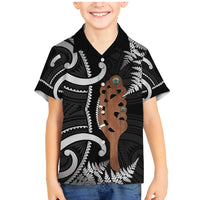 New Zealand Maripi Family Matching Mermaid Dress and Hawaiian Shirt Silver Fern Mix Aotearoa Maori Pattern