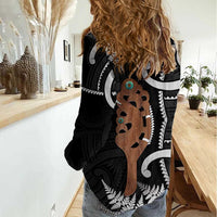 New Zealand Maripi Women Casual Shirt Silver Fern Mix Aotearoa Maori Pattern