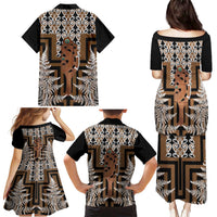 New Zealand Family Matching Puletasi and Hawaiian Shirt Maori Maripi Knife With Poutama Art LT14 - Polynesian Pride
