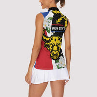 Personalised Philippines Carabao Women Sleeveless Polo Shirt Filipino Sun Mix Sampaguita Flower