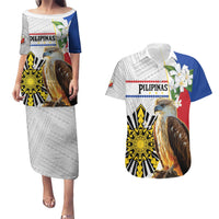 Personalised Philippines Eagle Couples Matching Puletasi and Hawaiian Shirt Filipino Sun Mix Sampaguita Flower