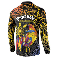 Philippines Sarimanok Button Sweatshirt Papanok Legendary Bird Okir Polynesian Pattern