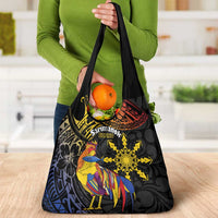 Philippines Sarimanok Grocery Bag Papanok Legendary Bird Okir Polynesian Pattern