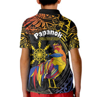 Philippines Sarimanok Kid Polo Shirt Papanok Legendary Bird Okir Polynesian Pattern