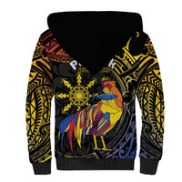 Philippines Sarimanok Sherpa Hoodie Papanok Legendary Bird Okir Polynesian Pattern