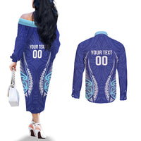 Northland 2026 Rugby Custom Couples Matching Off The Shoulder Long Sleeve Dress and Long Sleeve Button Shirt NZ Maori Silver Fern LT14 - Polynesian Pride