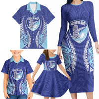 Northland 2026 Rugby Custom Family Matching Long Sleeve Bodycon Dress and Hawaiian Shirt NZ Maori Silver Fern LT14 - Polynesian Pride
