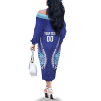 Northland 2026 Rugby Custom Family Matching Off The Shoulder Long Sleeve Dress and Hawaiian Shirt NZ Maori Silver Fern LT14 - Polynesian Pride