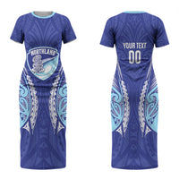 Northland 2026 Rugby Custom Family Matching Short Sleeve Bodycon Dress and Hawaiian Shirt NZ Maori Silver Fern LT14 Mom's Dress Blue - Polynesian Pride