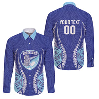 Northland 2026 Rugby Custom Family Matching Short Sleeve Bodycon Dress and Hawaiian Shirt NZ Maori Silver Fern LT14 Dad's Shirt - Long Sleeve Blue - Polynesian Pride