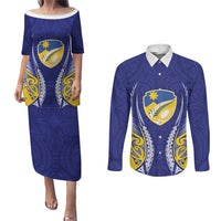 Otago 2026 Rugby Custom Couples Matching Puletasi and Long Sleeve Button Shirt NZ Maori Silver Fern