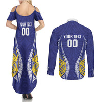 Otago 2026 Rugby Custom Couples Matching Summer Maxi Dress and Long Sleeve Button Shirt NZ Maori Silver Fern LT14 - Polynesian Pride