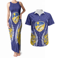 Otago 2026 Rugby Custom Couples Matching Tank Maxi Dress and Hawaiian Shirt NZ Maori Silver Fern LT14 Blue - Polynesian Pride