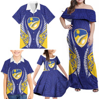 Otago 2026 Rugby Custom Family Matching Off Shoulder Maxi Dress and Hawaiian Shirt NZ Maori Silver Fern LT14 - Polynesian Pride