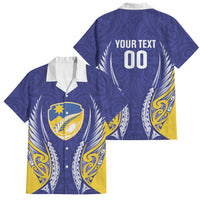 Otago 2026 Rugby Custom Family Matching Off Shoulder Maxi Dress and Hawaiian Shirt NZ Maori Silver Fern LT14 Dad's Shirt - Short Sleeve Blue - Polynesian Pride