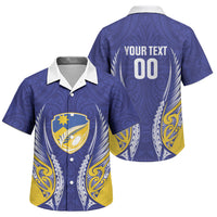 Otago 2026 Rugby Custom Family Matching Off Shoulder Short Dress and Hawaiian Shirt NZ Maori Silver Fern LT14 Son's Shirt Blue - Polynesian Pride