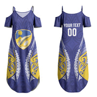 Otago 2026 Rugby Custom Family Matching Summer Maxi Dress and Hawaiian Shirt NZ Maori Silver Fern LT14 Mom's Dress Blue - Polynesian Pride