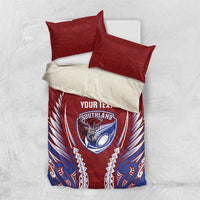 Southland 2026 Rugby Custom Bedding Set NZ Maori Silver Fern LT14 US Twin 172cm x 218cm Maroon - Polynesian Pride